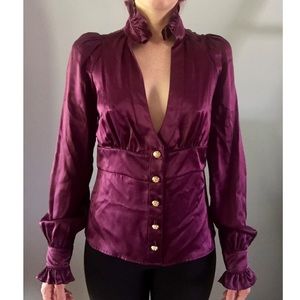 Kimora Lee Simmons💯Silk Ruffle Long Sleeve Blouse